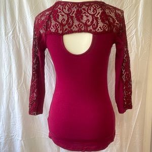 Candie’s, 3/4 sleeve shirt with lace detail.